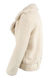 Beige Faux Fur Zipped Shearling Coat