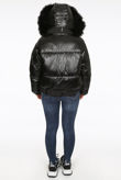 Black Fur Hood Quilted Jacket