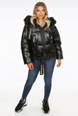 Black Fur Hood Quilted Jacket
