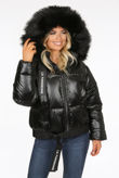 Black Fur Hood Quilted Jacket