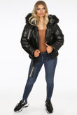 Black Fur Hood Quilted Jacket