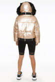 Golden Fur Hood Quilted Jacket
