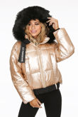 Golden Fur Hood Quilted Jacket