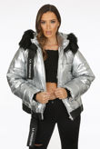 Silver Fur Hood Quilted Jacket