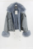 Faux Fur Oversized Washed Denim Jacket