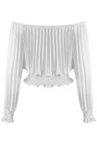 White Off Shoulders Pleated Top