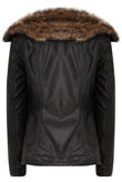 Black Golden Fur Lined PU Jacket