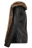 Black Golden Fur Lined PU Jacket