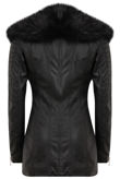 Black PU Detachable Fur Collar Jacket