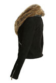 Black Suede Fur Collar Jacket