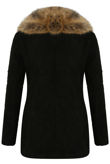 Black Suede Fur Trimmed Coat