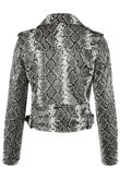 Grey Animal Pattern Faux Leather Biker Jacket 