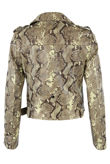Animal Pattern Faux Leather Biker Jacket 