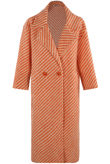 Orange Stripe Print Wool Long Line Coat