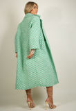 Green Stripe Print Wool Long Line Coat 