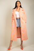 Orange Stripe Print Wool Long Line Coat