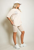 Beige Oversized B Motif T-Shirt And Shorts Set