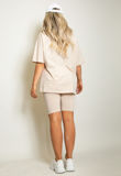 Beige Oversized B Motif T-Shirt And Shorts Set