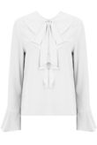 cream Front Bow Detail Long Sleeve Blouse