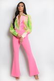 Fuchsia High Waisted Crepe Flare Trousers