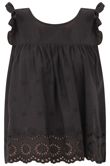 Black Cotton Frill Sleeve Tops