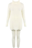 White Polo Neck Loungewear Set