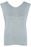 Sky Blue Metallic Round Neck Knitted Tops