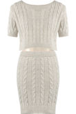 Beige Cable Knit Crop Top & Skirt Co-Ord