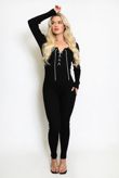 Black Diamante Tie Knitted Unitard