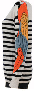 Striped Knitted Cardigan With Parrot Detailed Sleeves