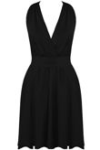 Black Crossover Back Plunge Drape Dress