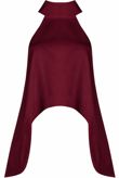 Wine Turtle Neck Asymmetric Tops