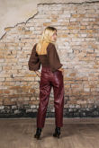 Wine PU Elasticated Waist Trousers