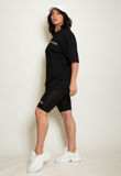 Black Oversized B Motif T-Shirt And Shorts Set