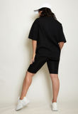 Black Oversized B Motif T-Shirt And Shorts Set