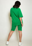 Green Oversized B Motif T-Shirt And Shorts Set