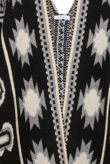 Black Beige Contrast Symmetrical Print Wrap Cardigan 