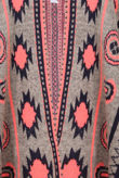Coral Contrast Symmetrical Print Wrap Cardigan 