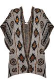 Grey Contrast Symmetrical Print Wrap Cardigan 