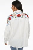 Embroidery Floral Trim Denim Oversize Jacket 