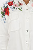 Embroidery Floral Trim Denim Oversize Jacket 