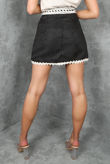 Black Jacquard Embroidered A-Line Skirt