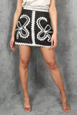 Black Jacquard Embroidered A-Line Skirt