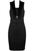  Crochet Lace Front Trim Bodycon Dress in Black