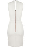  Crochet Lace Front Trim Bodycon Dress in Cream