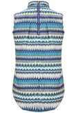 Blue Wavy Print Back Zip Detail Pleated Top