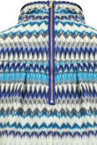 Blue Wavy Print Back Zip Detail Pleated Top