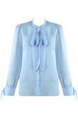 Sky Blue Chiffon Knot Neck Shirt