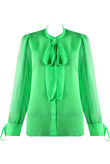 Green Chiffon Knot Neck Shirt