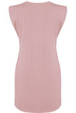 Pink Round Neck Shift Dress With Shoulder Pads